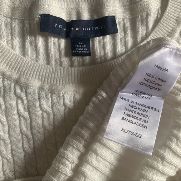 Tommy Hilfiger Cable Knit Crewneck Sweater Coastal Tennis Classic Golf Ivory XL - Picture 9 of 11
